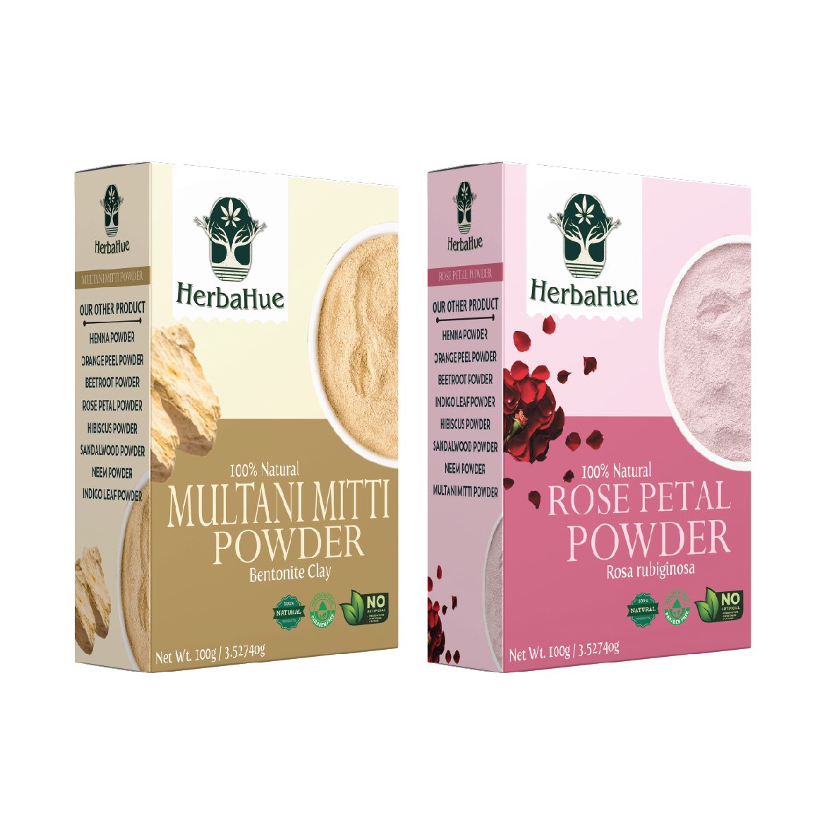 Herbahue Multani Mitti & Rose Petal Powder – Natural Skin Care Blend | 100g