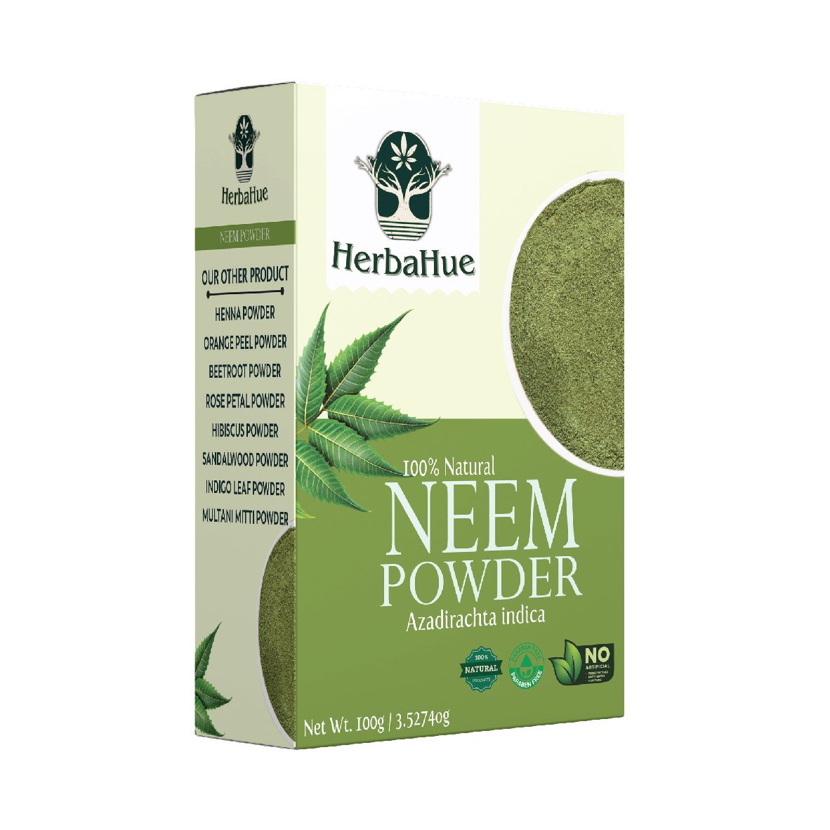 Herbahue Pure Neem Powder – 100g | Natural Skin & Hair Care | Chemical-Free, Ayurvedic Herb for Healthy Skin & Scalp