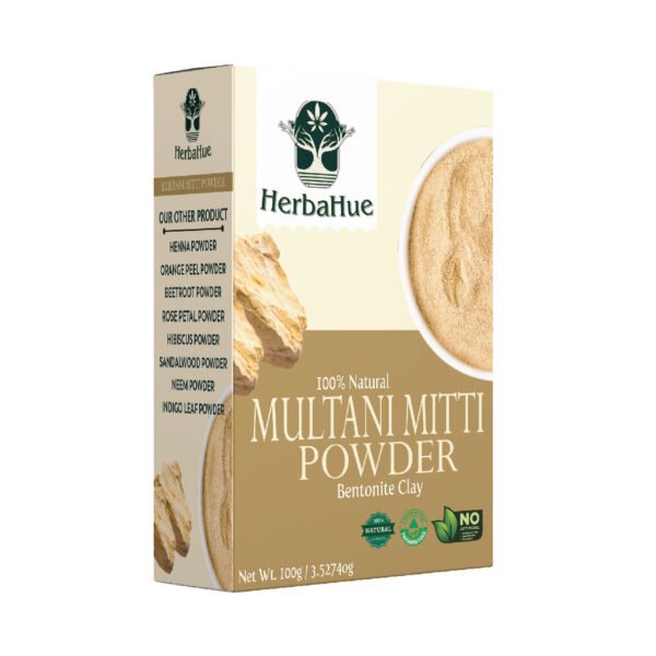 Herbahue Multani Mitti Powder - 100g | Natural Skin & Hair Care Clay for Face Mask, Deep Cleansing & Oil Control