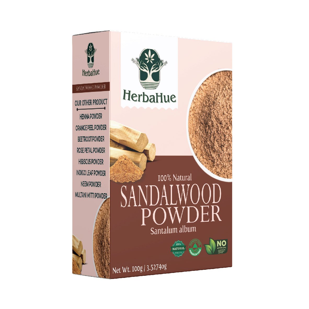 Herbahue Sandalwood Powder 100g | Natural & Pure | Skin & Hair Care | Ayurvedic Herbal Powder