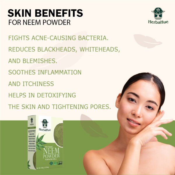 Herbahue Neem & Sandalwood Powder | 100% Natural Face Pack for Acne, Pimples & Glowing Skin | Chemical-Free Herbal Skin Care for Men & Women - Image 2