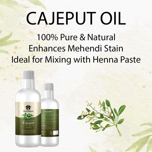 Herbahue Cajeput Essential Mehendi Oil – 100% Pure Natural Oil for Darker, Long-Lasting Henna Stains 1000ml - Image 2