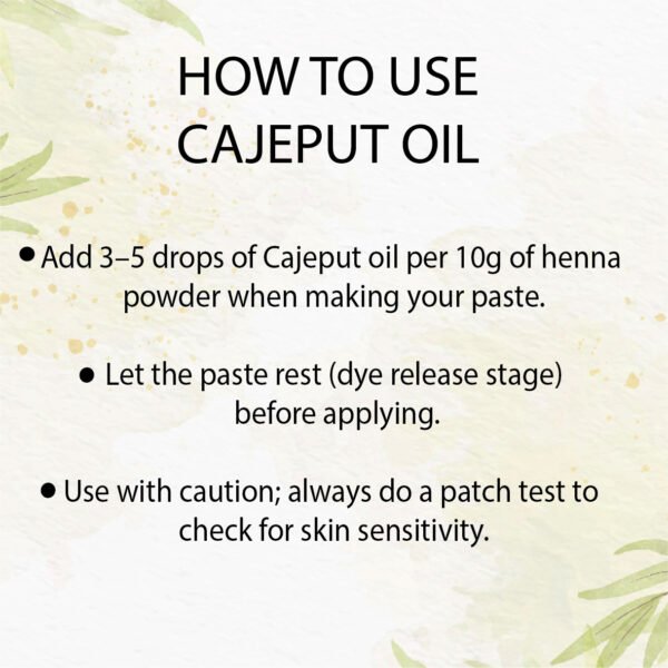 Herbahue Cajeput Essential Mehendi Oil – 100% Pure Natural Oil for Darker, Long-Lasting Henna Stains 1000ml - Image 3